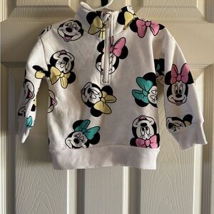 Kids Minnie Zip up sweatshirt- White with Multicolor Accents